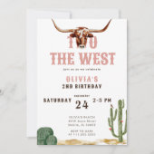 Invitation Deux Occidental Rose Ouest Rodeo Cowboy Anniversai (Devant)
