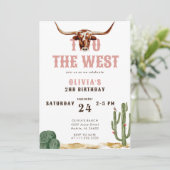 Invitation Deux Occidental Rose Ouest Rodeo Cowboy Anniversai (Debout devant)