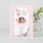 Invitation Deux oie sotte 2e anniversaire Pink Photo Invitati (Debout devant)