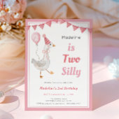Invitation Deux oie sotte 2e fille d'anniversaire rose