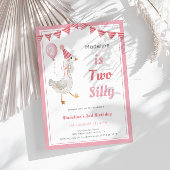Invitation Deux oie sotte 2e fille d'anniversaire rose