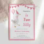 Invitation Deux oie sotte 2e fille d'anniversaire rose