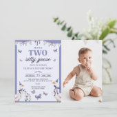 Invitation Deux oies sottes 2e fête d'anniversaire Photo (Debout devant)