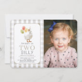 Invitation Deux oies soyeux Greige En vichy 2e anniversaire (Devant)