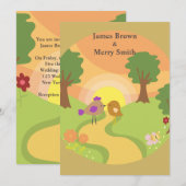 Invitation Deux oiseaux en amour Voyage Coucher de soleil Mar (Devant / Derrière)