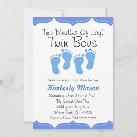 Invitation Deux paquets d'invitation de baby shower de (Devant)