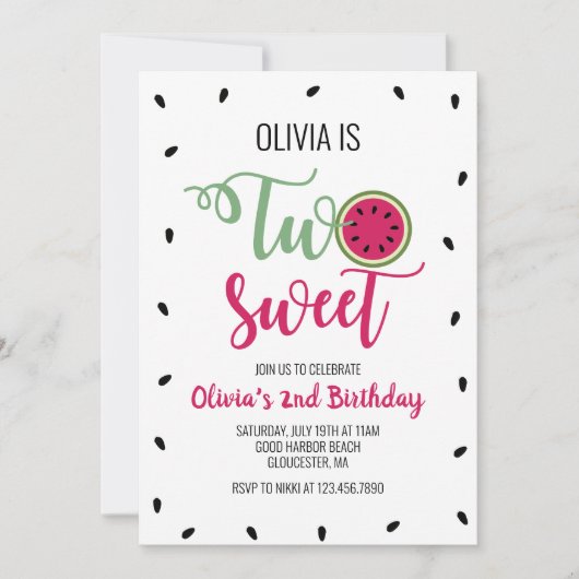 Invitation Deux pastèques douces 2e anniversaire (Devant)