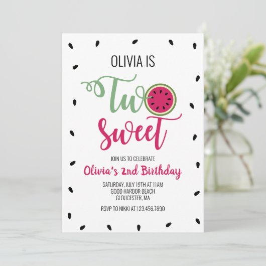 Invitation Deux pastèques douces 2e anniversaire (Debout devant)