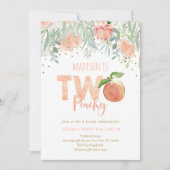 Invitation Deux Pêche Pêche Florale Anniversaire (Devant)