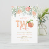 Invitation Deux Pêche Pêche Florale Anniversaire (Debout devant)