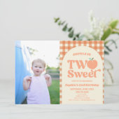Invitation Deux pêches sucrées photo 2e fête d'anniversaire (Debout devant)