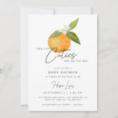 Invitation Deux petites Baby showers jumeaux Cutie Oranges (Devant)