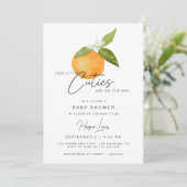 Invitation Deux petites Baby showers jumeaux Cutie Oranges (Debout devant)