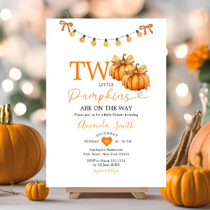 Invitation Deux Petites Citrouilles Guirlande Lumineuse Baby 