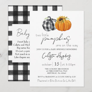 Invitation Deux petites citrouilles Jumeaux tournesol Bébé Sp