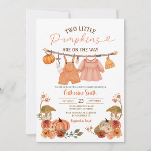 Invitation Deux petites citrouilles linge de bébé shower flor