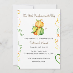 Invitation Deux petites citrouilles sont en route, bébé