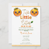 Invitation Deux petites cuties Orange Twins Baby shower (Devant)