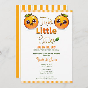 Invitation Deux petites cuties Orange Twins Baby shower