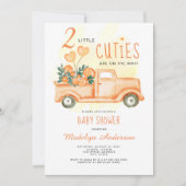 Invitation Deux petites cuties Orange Twins Baby shower (Devant)