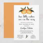 Invitation Deux petites cuties Twin Baby shower par courrier (Devant / Derrière)