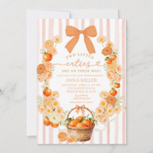 Invitation Deux petites mignonnes orange floral coquette JUME