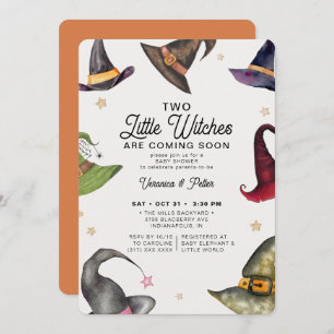 Invitation Deux Petites Sorcières Baby shower d'Halloween Twi