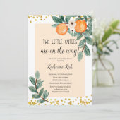 Invitation Deux petites villes sont en chemin Baby shower (Debout devant)