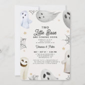 Invitation Deux Petits Boos Fille Jumeaux Baby shower Hallowe (Devant)