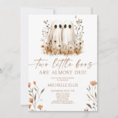Invitation Deux petits Boos Ghost Fleur sauvage Twins Baby sh (Devant)