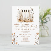 Invitation Deux petits Boos Ghost Fleur sauvage Twins Baby sh (Debout devant)