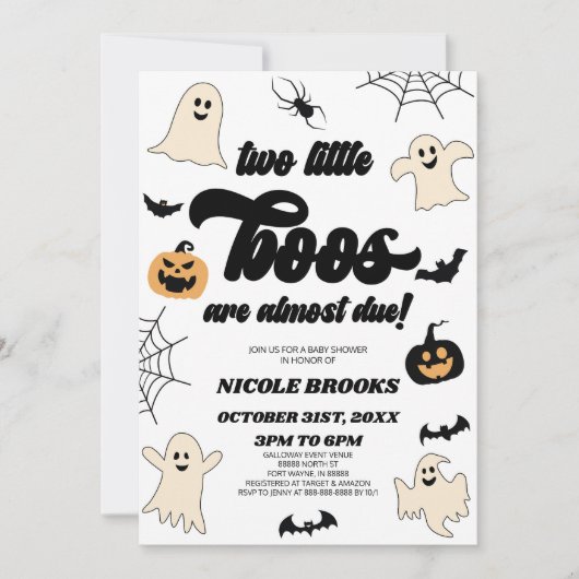 Invitation Deux Petits Boos Sont Presque À Devoir ! Baby show (Devant)