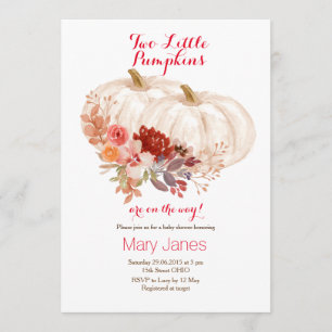 Invitation Deux petits citrouille Twin White