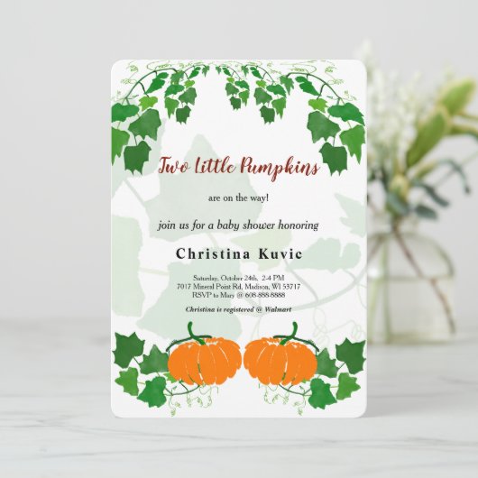 Invitation Deux Petits Citrouilles (Debout devant)