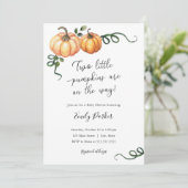 Invitation Deux petits citrouilles en chemin Twin Baby shower (Debout devant)