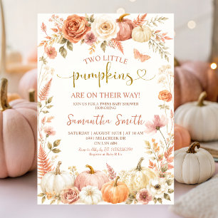 Invitation DEUX Petits Citrouilles En Route Fleur Baby Shower