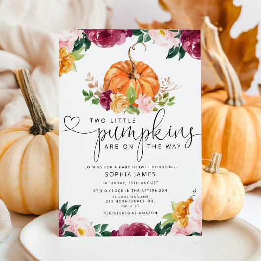 Invitation Deux petits citrouilles sont en baby shower