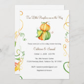 Invitation Deux petits Citrouilles sont en route, bébé (Devant / Derrière)