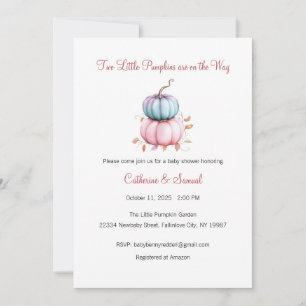 Invitation Deux petits Citrouilles sont en route, bébé