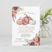 Invitation Deux petits Citrouilles sont en route - Twin baby (Debout devant)