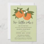 Invitation Deux Petits Cuties Orange Twin Baby shower Vert (Devant)