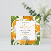 Invitation Deux Petits Cuties Twins Orange Baby shower (Debout devant)