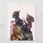 Invitation Deux petits dragons jumeaux baby shower (Dos)