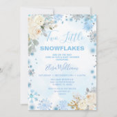 Invitation Deux petits flocons bleus sont en route (Devant)