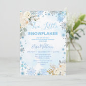 Invitation Deux petits flocons bleus sont en route (Debout devant)