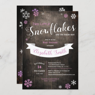 Invitation Deux petits flocons de neige Baby-douche invitatio