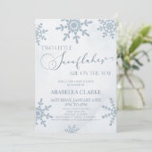 Invitation Deux petits flocons de neige Baby shower jumeaux d (Debout devant)