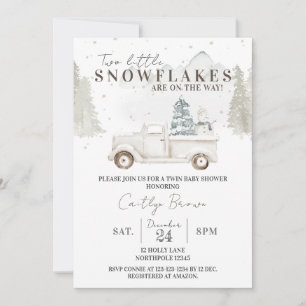 Invitation Deux petits flocons de neige sur le Baby shower Wa