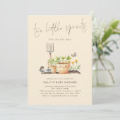 Invitation Deux Petits Fruits Jumeaux Jardin Baby shower beig (Debout devant)