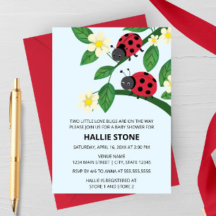 Invitation Deux Petits Insectes de l'Amour Baby Shower coccin